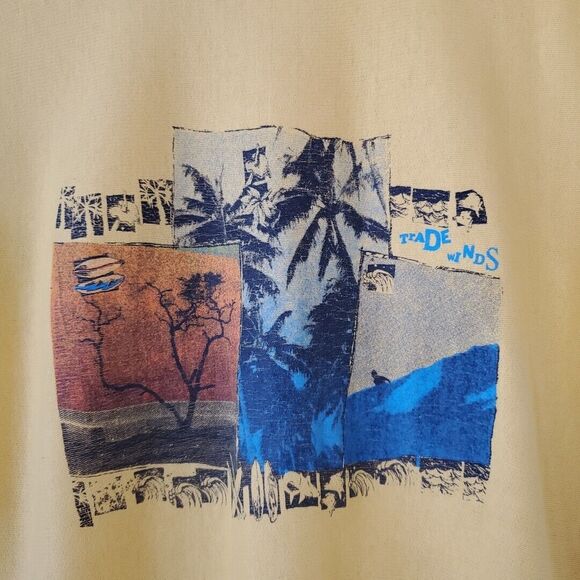 Trade Winds Vintage Yellow Beach Surfing Sleeveless Muscle Shirt Mens Large - Picture 3 of 9